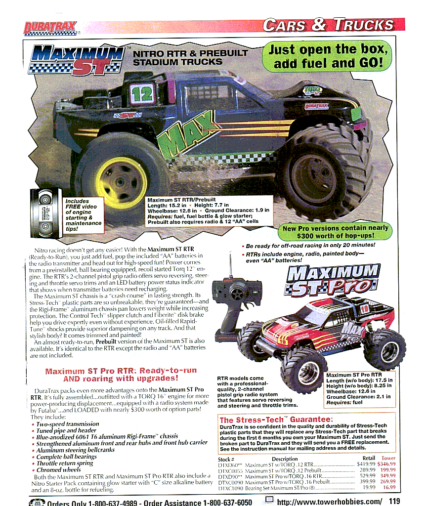 Duratrax Maximum St Decal Sheet And Manual Rc Plans Templates